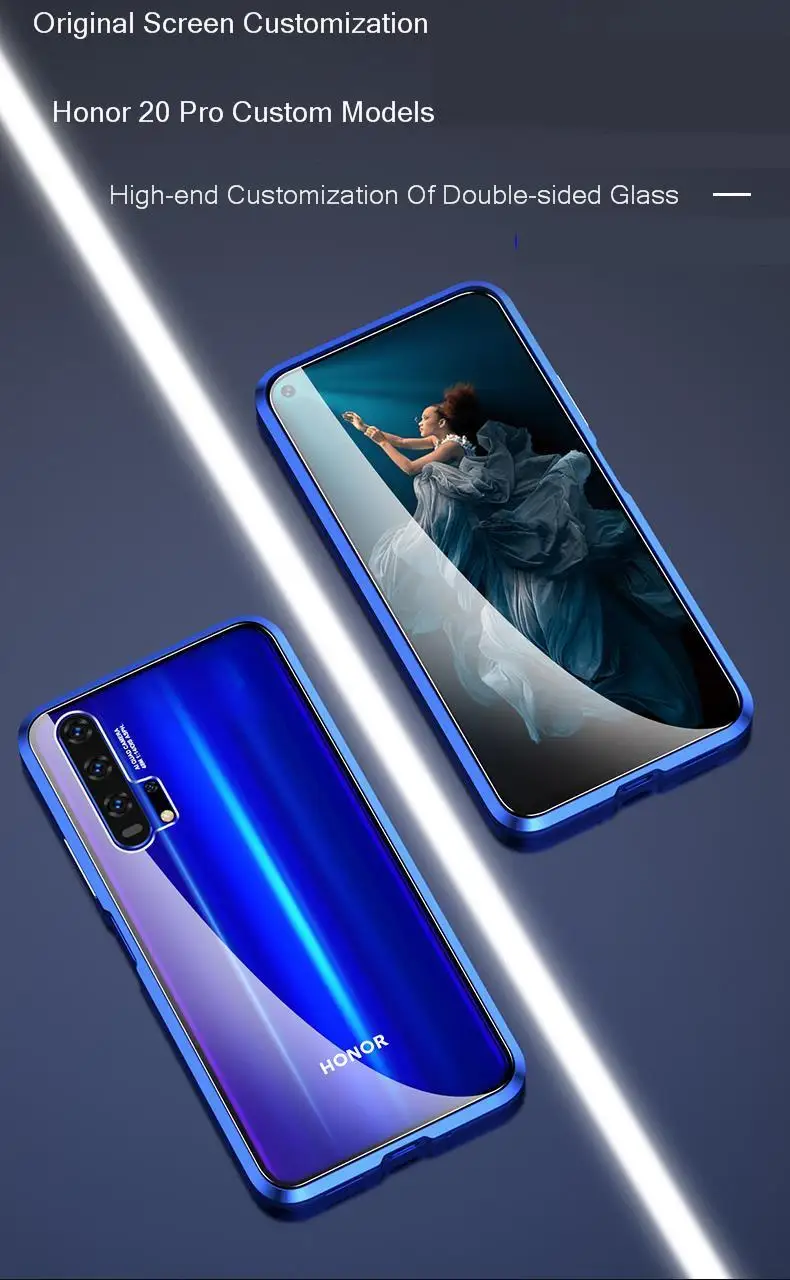 Чехол на весь корпус для huawei honor 20 pro, Магнитный чехол для honor 20i v20, чехол на переднюю и заднюю панель, двойной сторонний металл, стеклянный чехол