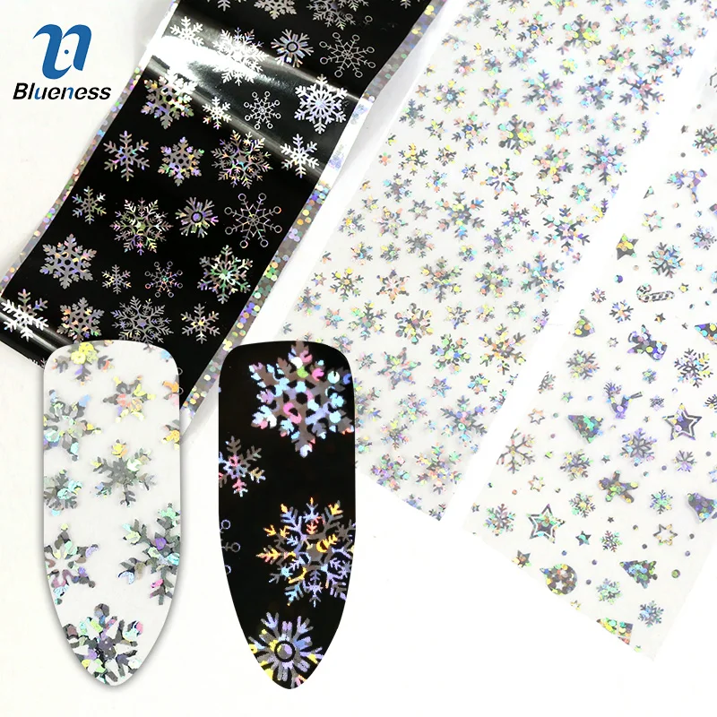 Blueness 4*100 см/рулон Рождественский дизайн лазерная переводная Фольга для ногтей