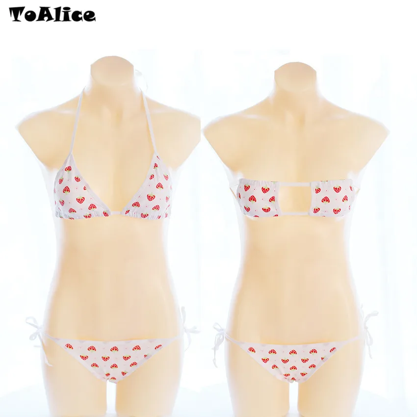Женское привлекательное нижнее белье с клубничкой комплект из 2 предметов