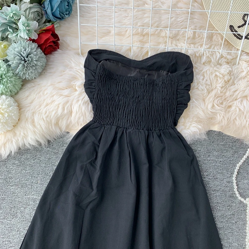 Women New Sexy Breast-wiping Pure Sleeveless Casual Dress Party Night Elegant Vestidos H288