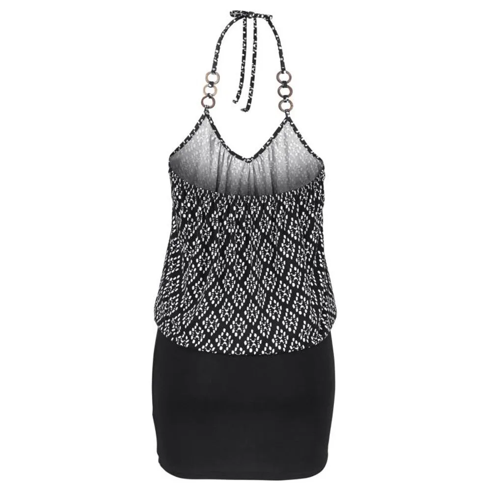 Женское летнее платье с лямкой на шее без рукавов Vestidos Verano повседневное мини в