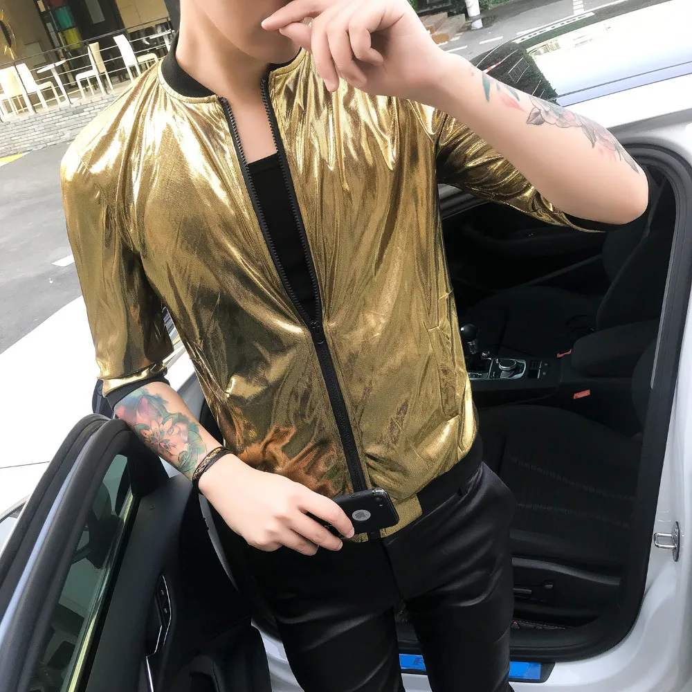 Лето защита от солнца Костюмы куртки Для мужчин Slim Fit Повседневное половина рукав