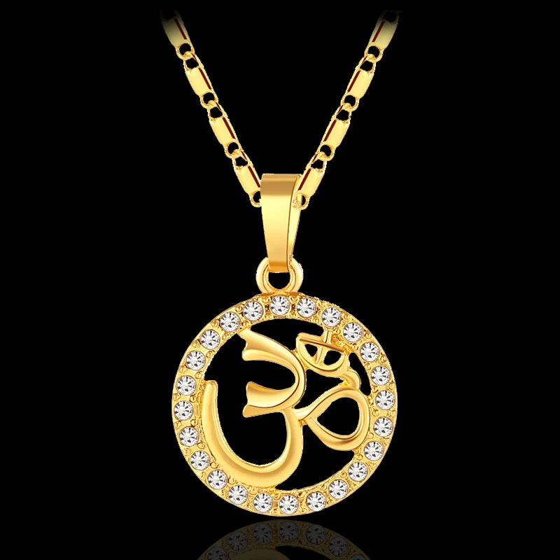 Небольшое ожерелье из Индии с подвеской для женщин и девушек религиозное AUM OM