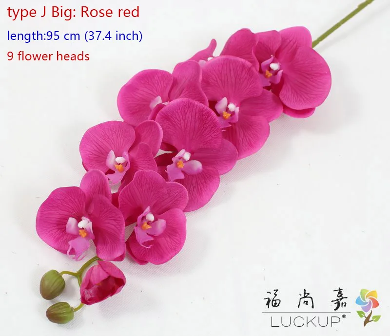 type J big Rose red Искусственный латексный цветок орхидеи бабочки орхидеи для дома, дома, свадьбы, фестиваля, 1 стебель, F472 - Цвет: type J big Rose red