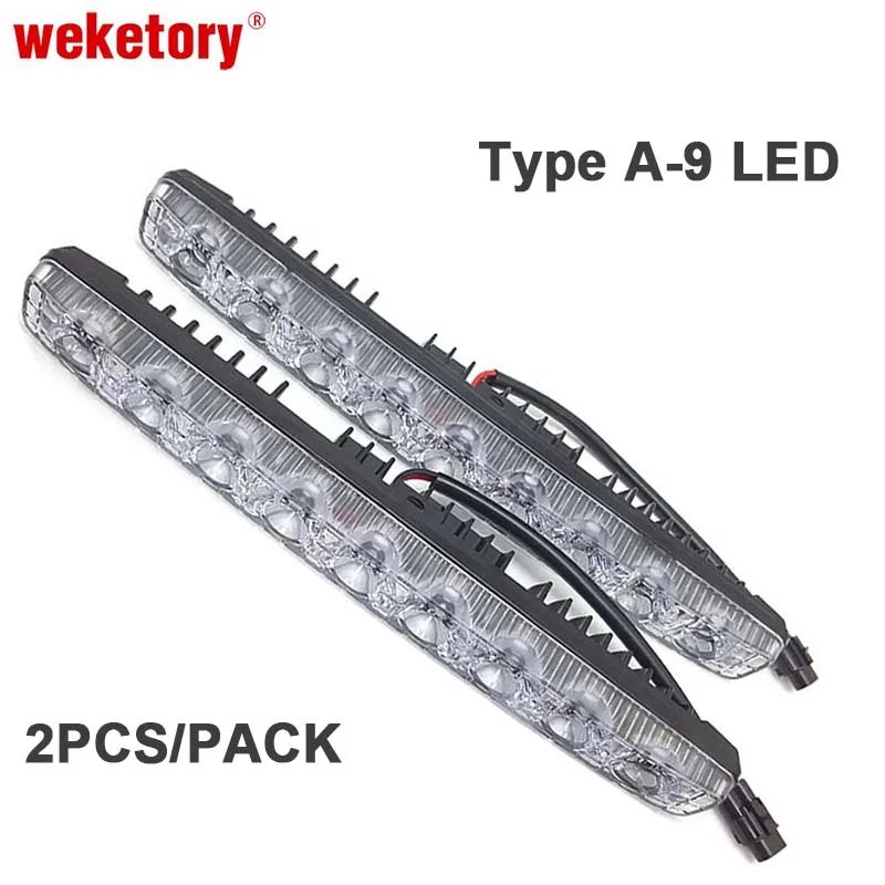Type A-9 LED Светодиодный фонарь дневного света с объективом DC 12V Супер белый 6000K DRL Противотуманные фары водонепроницаемый автомобиль Высокая мощность алюминий - Цвет: Type A-9 LED
