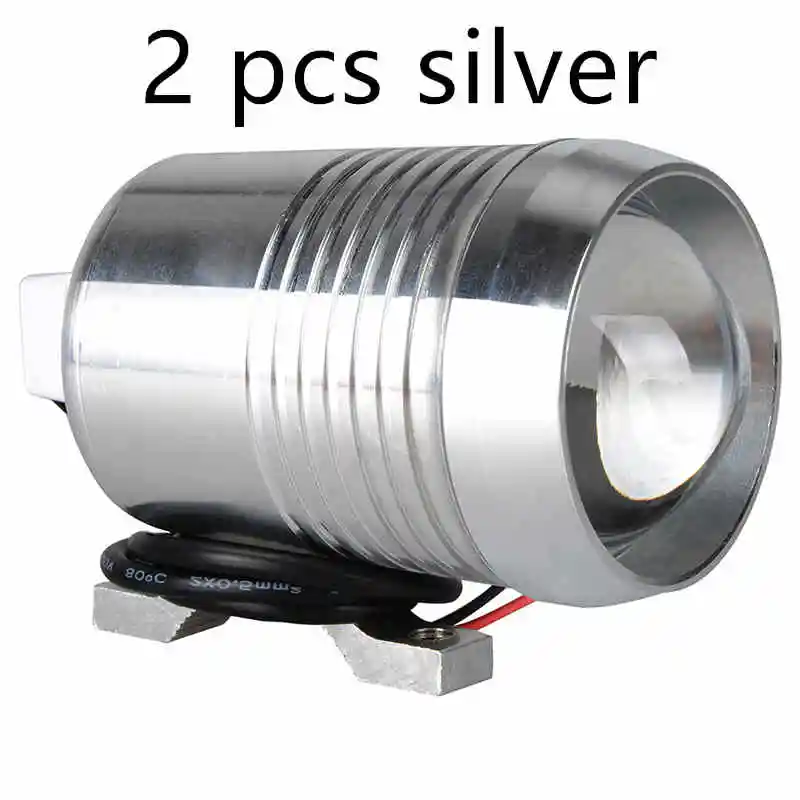 2 pcs silver Универсальный светодиодный фонарь для мотоцикла, водонепроницаемый противотуманный прожектор 6000 k, супер яркая лампа для большинства мотоциклов - Цвет: 2 pcs silver