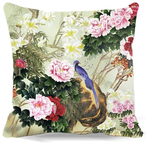 

Birds' twitter and fragrance of flowers pattern Pillow Case Cotton polyester Chair Sofa Home Decorative 16" 18" 19" 9 style