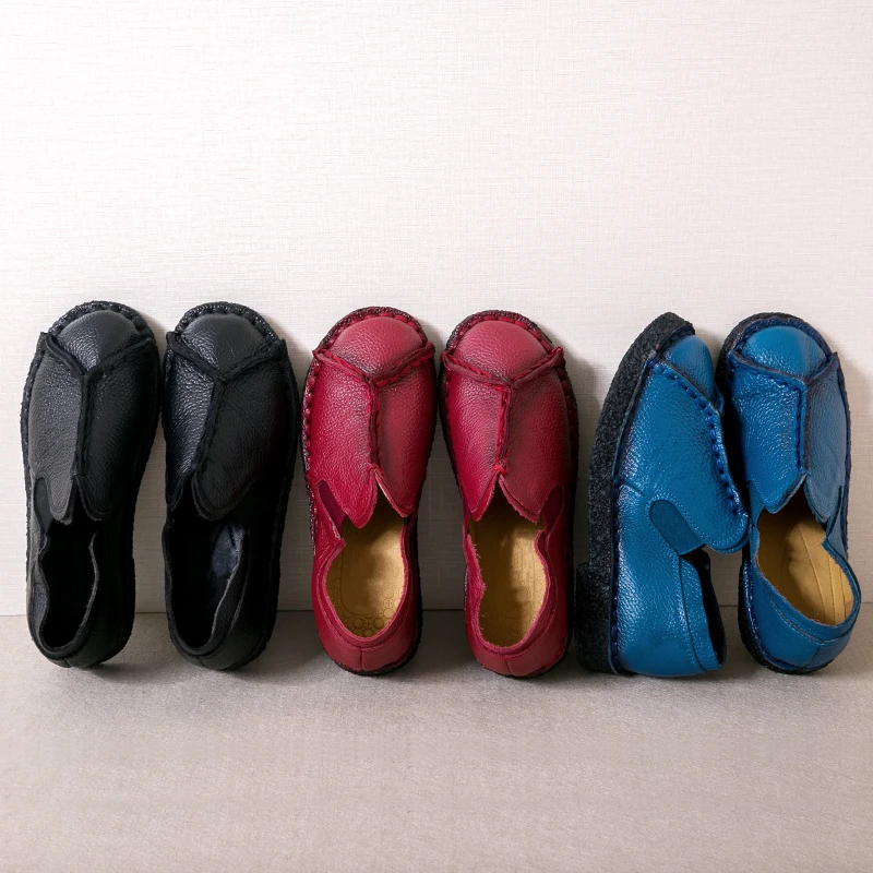 Женская обувь ручной работы туфли в ретро-стиле натуральная кожа на плоской