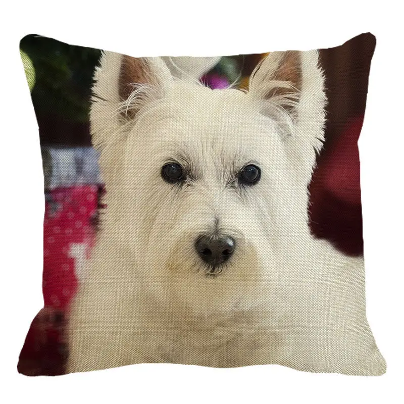 XUNYU милый чехол для фотографий West Highland White Terrier льняная Подушка Чехол Детская софа
