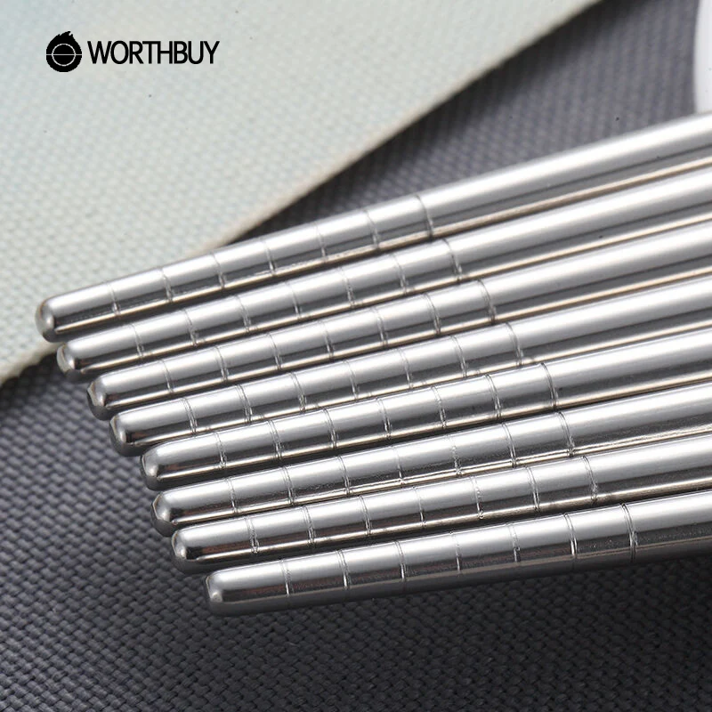 Worthby 4 пар/компл. китайская палочка для еды многоразовые 304 Нержавеющая сталь