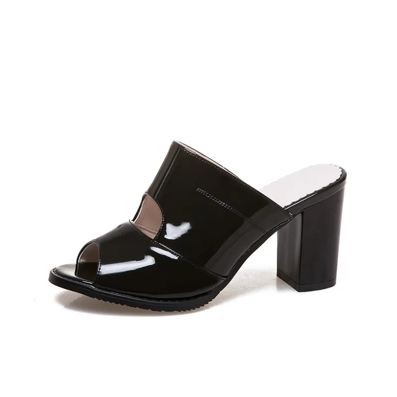 Женские босоножки с открытым носком MORAZORA черные из искусственной кожи на высоком