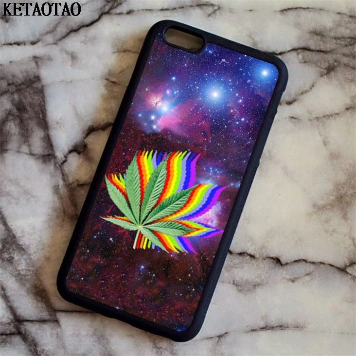 Чехол для телефона KETAOTAO Leaf in Space Rainbow Trippy Weed дизайн s iPhone 5S 6 S 7 8 X чехол samsung мягкий