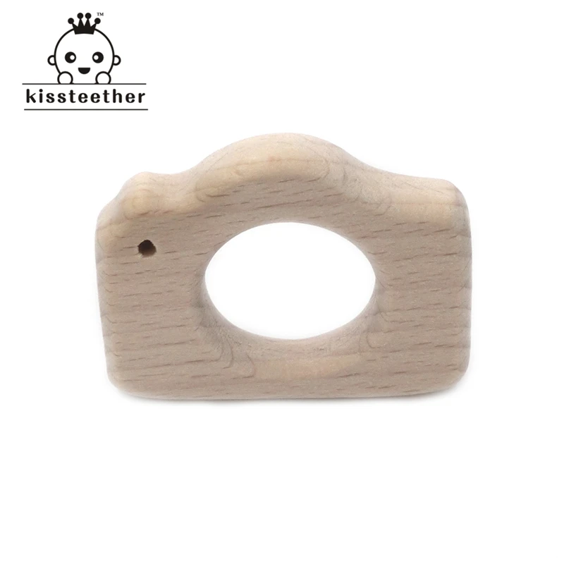 Mordedor de madera Natural hecho a mano para beb&eacute;, c&aacute;mara de madera de haya, colgante personalizado, respetuoso con el medio ambiente, seguro-4