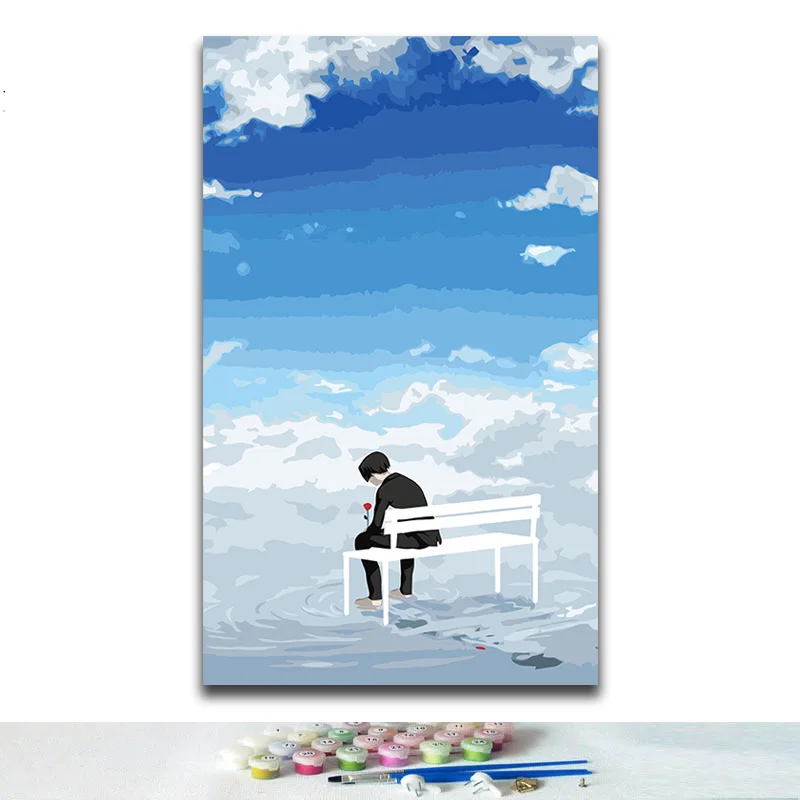 

DIY oil Paintings by numbers cartoon Anime figures romantic Dreamland pictures coloring paints by numbers with kits for kids