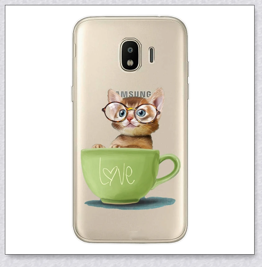 Cup Cat Силиконовый чехол для samsung Galaxy J2 J2 pro J250F милый мягкий чехол с принтом для samsung J 2 Pro J250F Чехлы бамперы - Цвет: Cup Cat