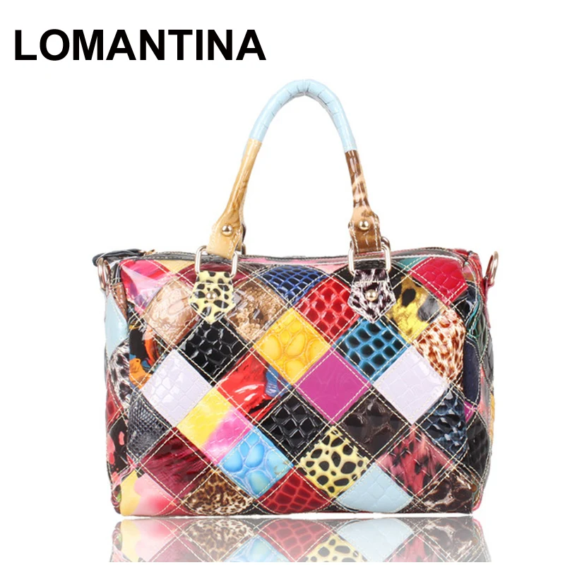 Новинка 2020 женские модные сумочки из лакированной кожи Лоскутная сумка через