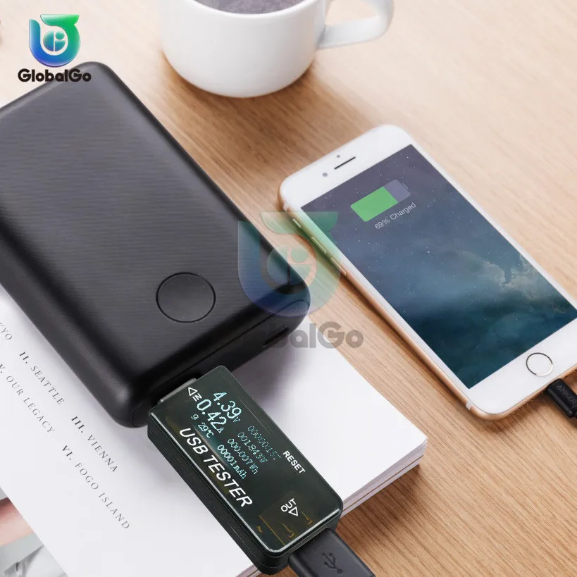 6 в 1 ЖК-дисплей Температура сроки ток Напряжение Ёмкость Мощность usb-тестер блок питания постоянного тока 3 V-30 V Вольтметр Амперметр черный