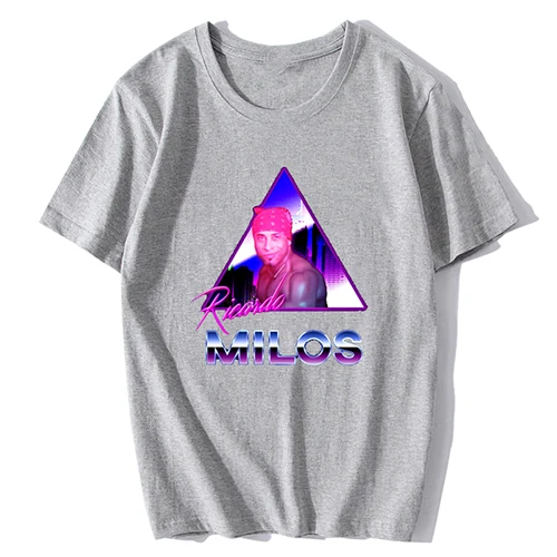 Серый Ricardo Milos Эстетическая Vaporwave Винтажная летняя мужская футболка Harajuku уличная хлопковая Футболка Hombre Мужская забавная футболка - Цвет: Серый