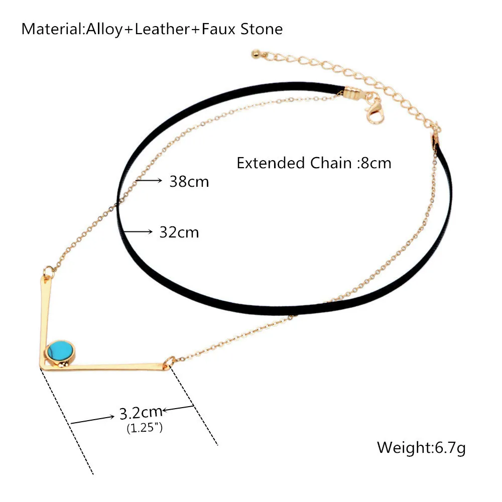 NIELSEN New Ladies Double Leather Necklace Female Simple Fashion V-Shaped Pendant Decorations For Women Accessories | Украшения и