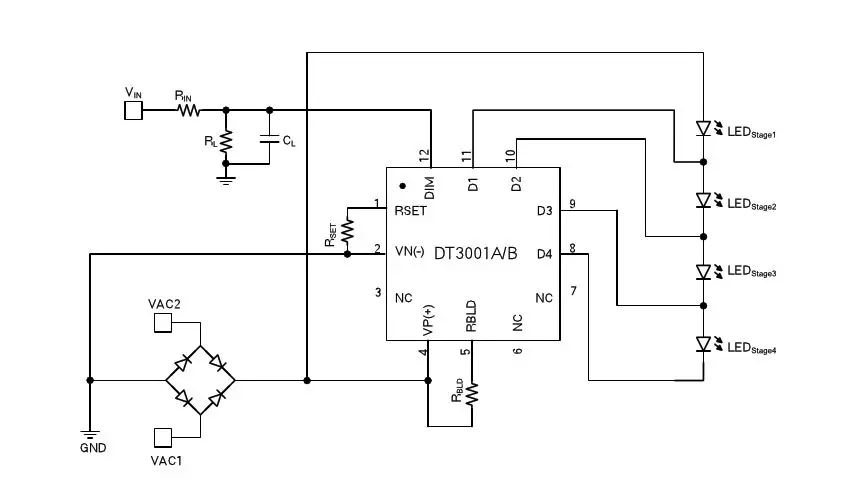 DT3001B DT3001 4 Каналы переменного тока светодиодный драйвер IC QFN-12 | Электроника