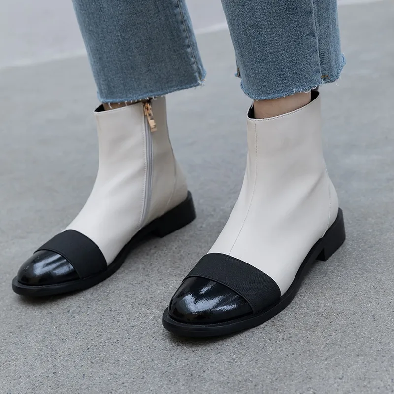 Masgulahe 2020 new arrival women ankle boots round toe zip autumn comfortable fashion square low heels casual shoes woman | Обувь