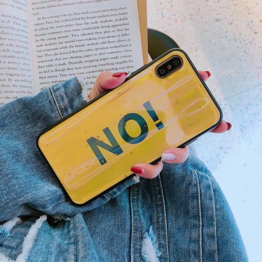 Чехол для телефона iPhone X XS XR XSMax Soft 6s 7 8Plus с лазерной эпоксидной надписью Yes No от Zxtrby.