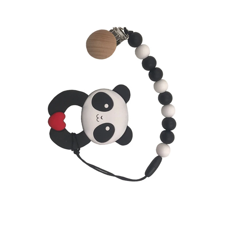 Силиконовая цепочка для соски с милой пандой пищевая игрушка gutta лучший подарок