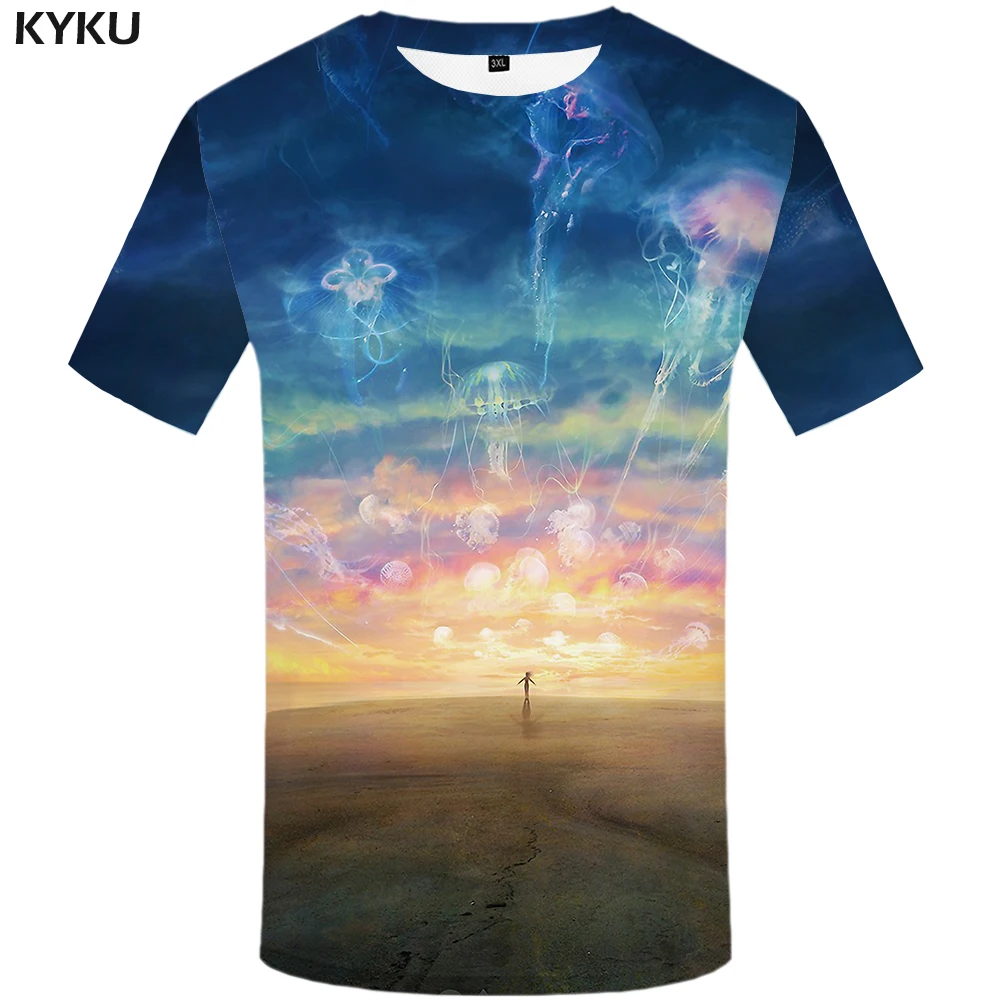 KYKU 3d Футболка мужская Psychedelic с принтом Галактики туманности футболка медузы хип