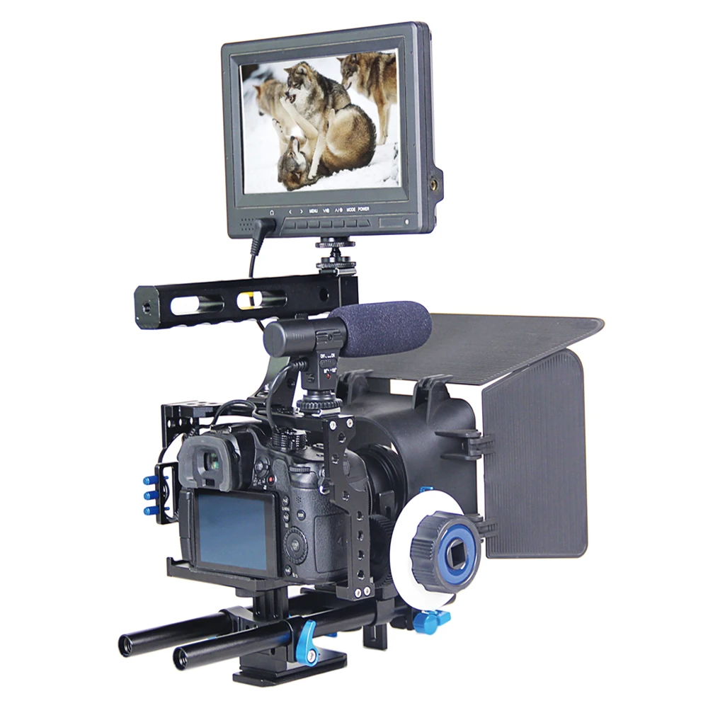 Профессиональная ручка DSLR Rig камера видео клетка комплект стабилизатор+ фоллоу фокус+ Матовая коробка для sony A7S A7 A7R A7RII A7SII GH4