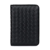 luxury sheepskin leather passport holder passport cover weave leather card holder money wallet passport sleeve