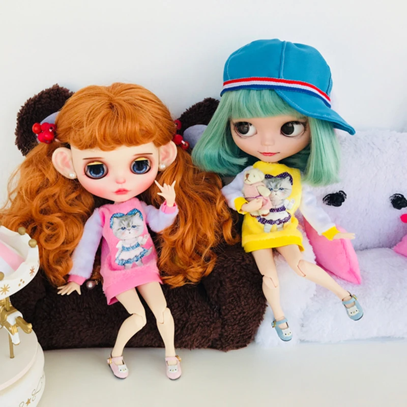 1 шт. плюшевый длинный свитер с рисунком кота для 1/6 Blyth Licca кукла azone аксессуары