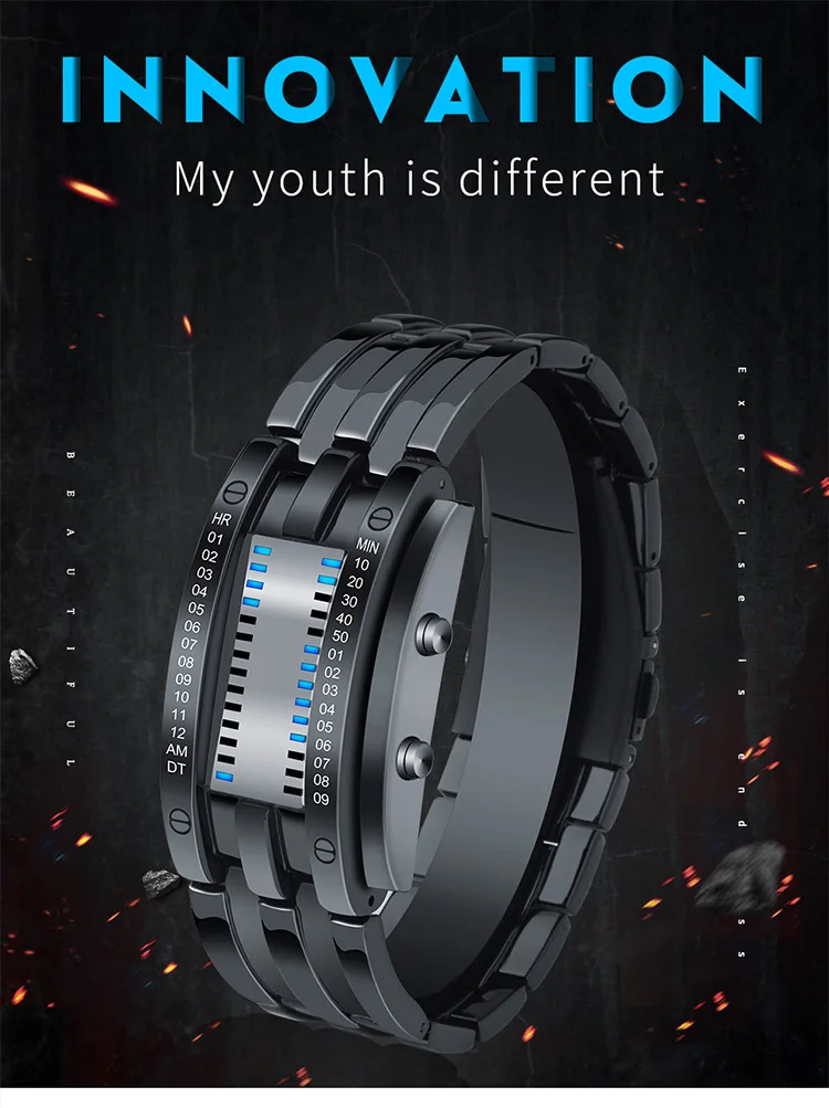 SKMEI Montre Homme Креативный дизайн мужские цифровые часы ремешок из нержавеющей стали водонепроницаемые мужские наручные часы Relógio de homem