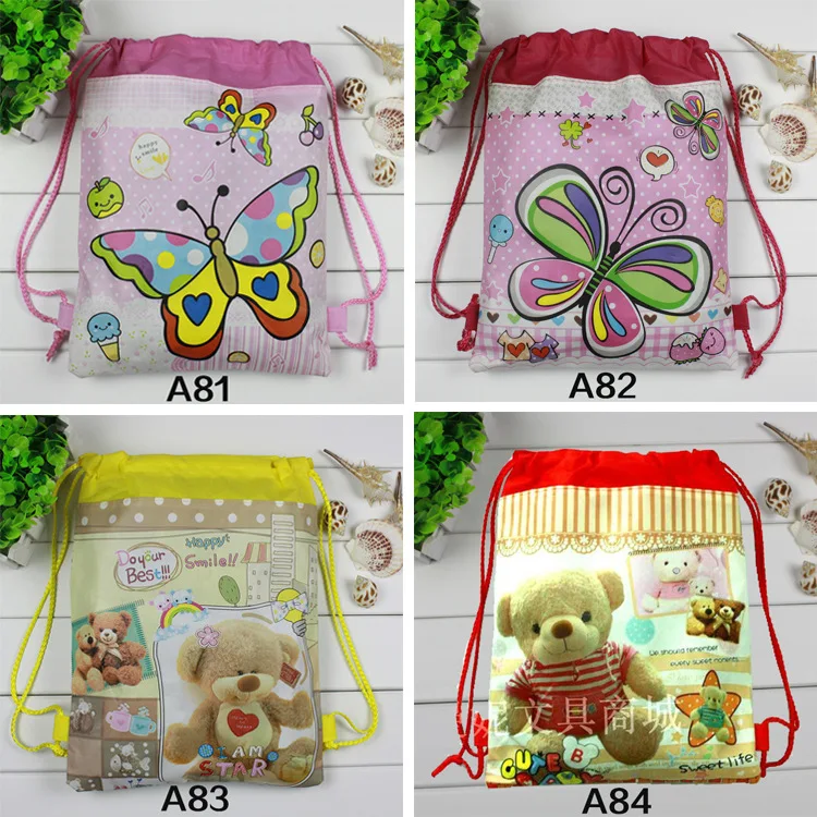 12pcs Love design Children School Bag Kids Printing Cartoon Backpacks Drawstring christmas gift bag party bags |