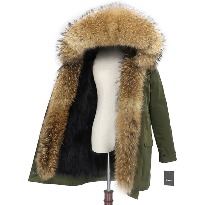 OFTBUY пальто из натурального меха енота, капюшон из лисьего меха, зимняя куртка, Женская длинная парка, водонепроницаемая верхняя одежда