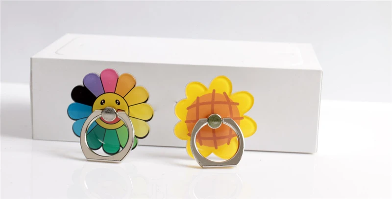 360 degree crystal ring buckle mobile phone holder cartoon small fresh flower adhesive tape metal ring For iphone iPod