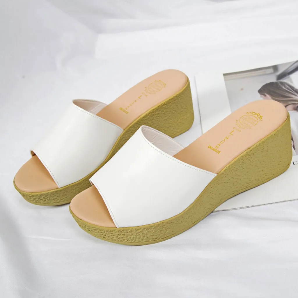 Fashion Women Summer Platform Slides Casual Wedge Peep Toe Beach Slippers | Обувь