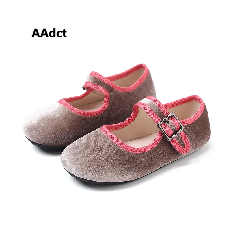 AAdct Spring Autumn little girls shoes Velvet soft sole Flats princess kids for Baby Brand children |
