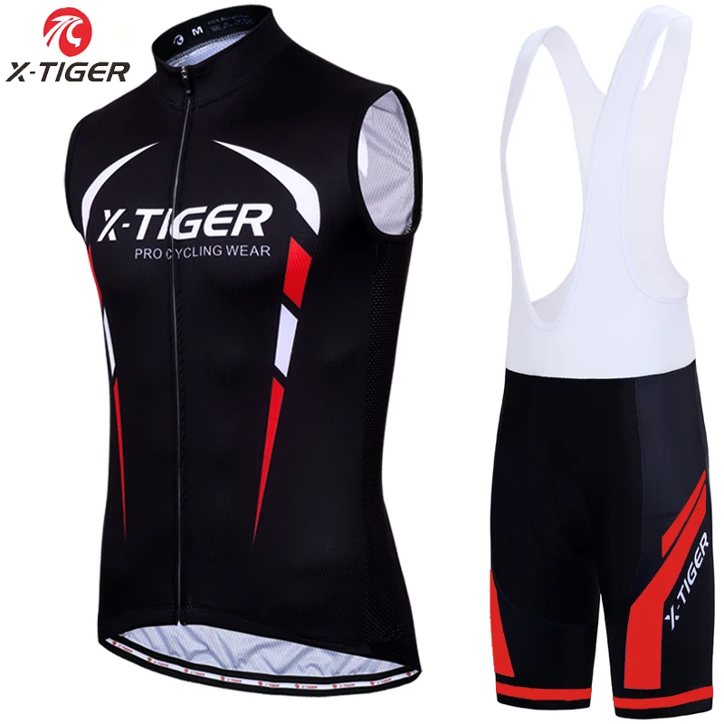 Bib Cycling Set X-Tiger Pro без рукавов Велоспорт Джерси Набор Гонки на велосипедах велосипедные наборы летние горные веложилетки одежда Ropa Maillot Ciclismo - Цвет: Bib Cycling Set