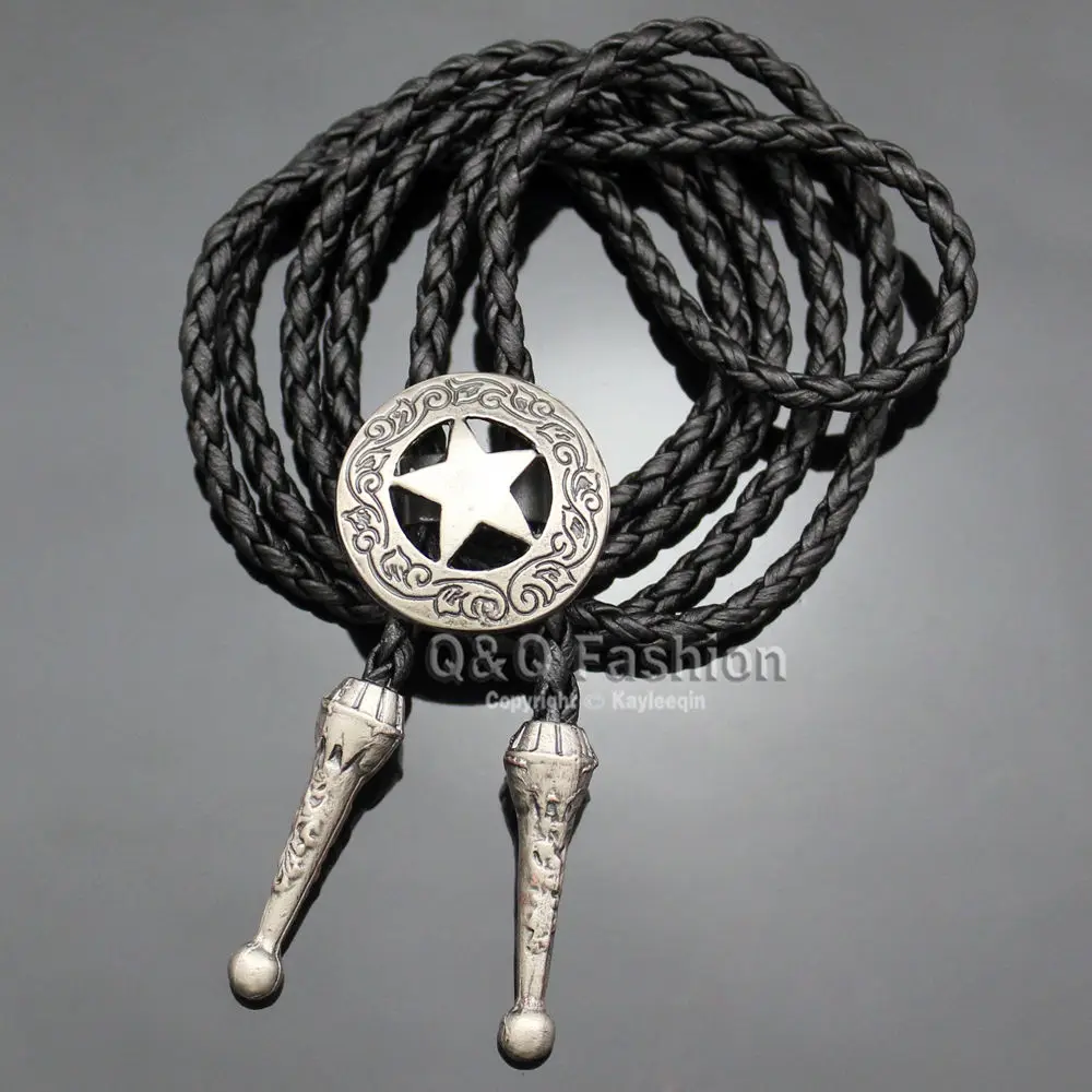 Западные Юго западные мужчины Техасский рейнджер звезда кожа Родео Боло галстук