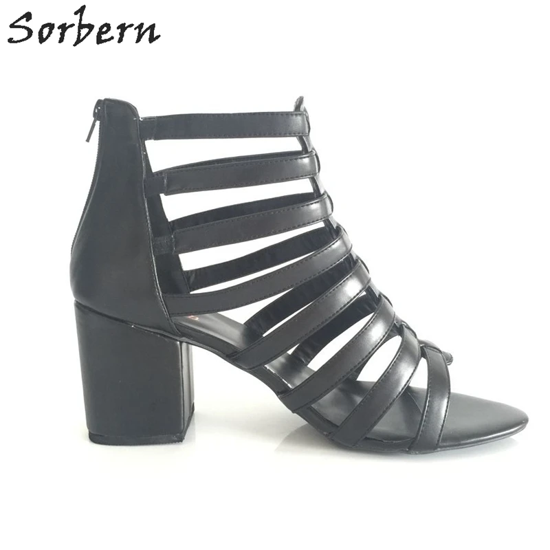 

Soerben Hot Sale Womans Shoes Chunky Heel Gladiator Sandals Women Size 43 High Heel Open Toe Summer Shoes EU34-46
