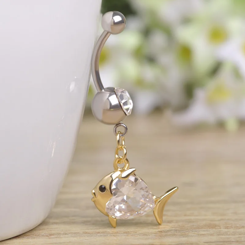 Модный кристалл голубой циркон рыба спираль болтается пирсинг для тела праздник