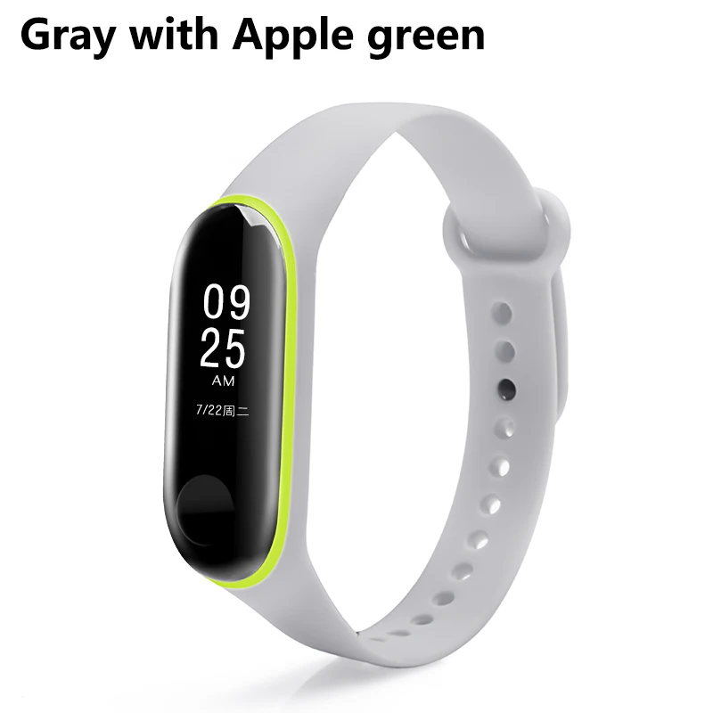 Gray apple green Новое поступление BOORUI, цветной ремешок для mi band 3, аксессуары для mi 3, сменный ремешок для xiaomi mi 3, умные браслеты - Цвет: Gray apple green