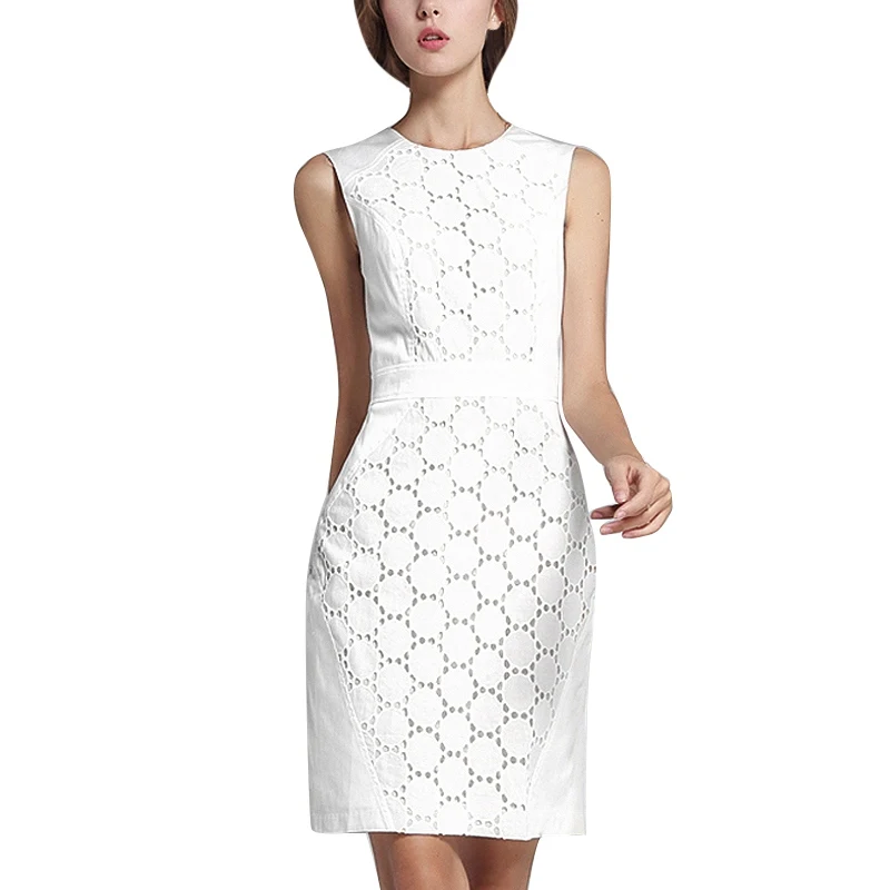 Женское кружевное платье без рукавов однотонные узкие платья больших размеров