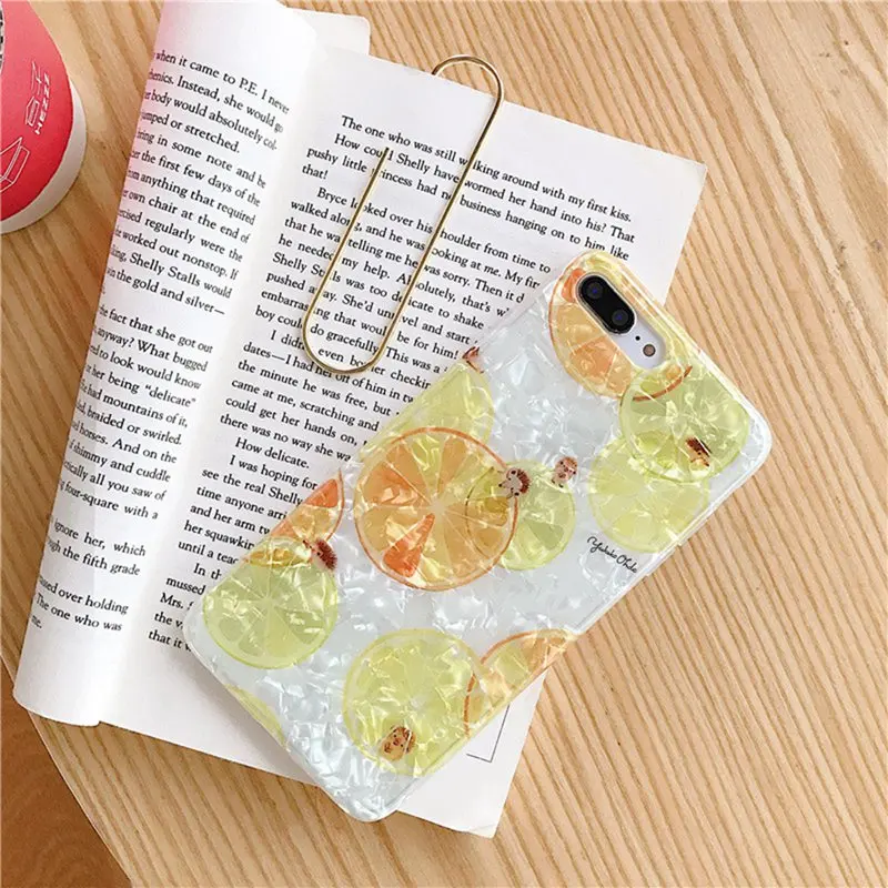Summer Small Fresh Lemon Shell Ppattern Phone Case for iphone 6 6s 7 8 Plus All-inclusive Anti-fall Soft Cover XS Max XR |