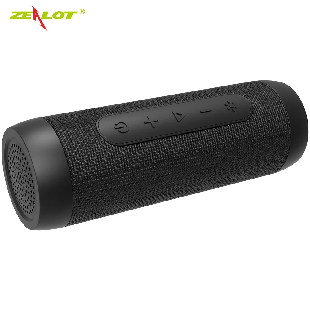Black ZEALOT портативный открытый Bluetooth динамик FM радио глубокий бас беспроводной динамик+ внешний аккумулятор+ фонарик TF карта U диск mp3 плеер - Цвет: Black