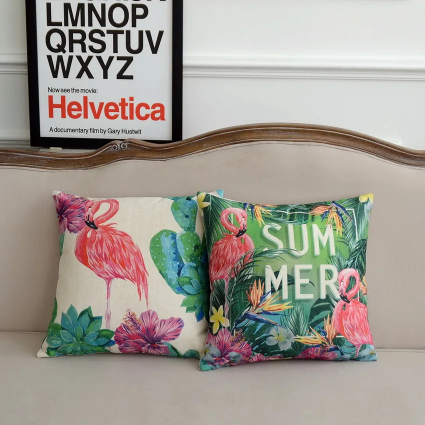 Фламинго суккуленты пальмовое дерево цифровой печати наволочки Американский