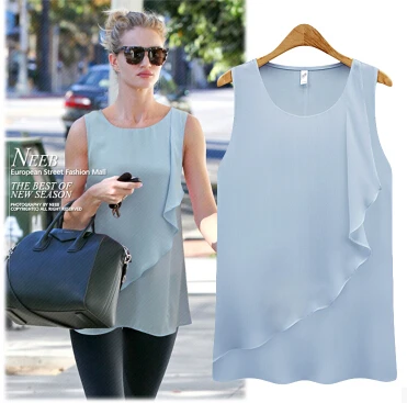 Женский шифоновый жилет с оборками модная шифоновая блузка ярких цветов для