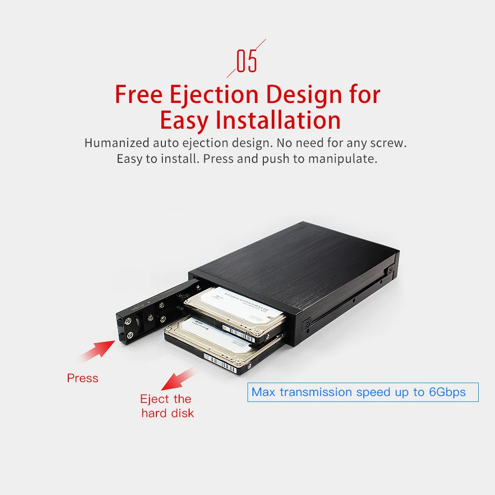 OImaster Dual Bay Floppy Drive Case RAID Modes 2.5inch SATA HDD Aluminium Alloy Put 2 2.5inch SATA I/II/III hard drive and SSD