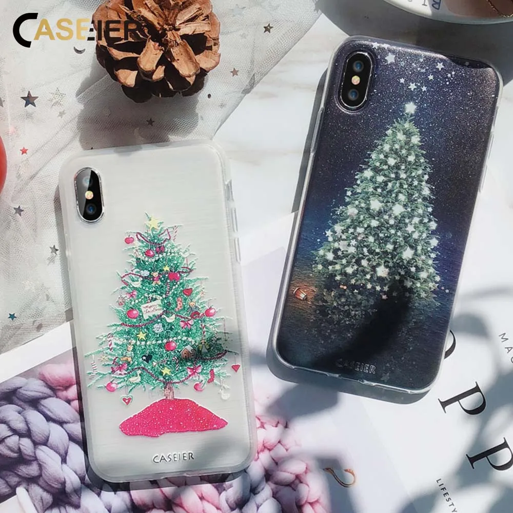 Caseier 3D Рождественский чехол для iPhone X 6 6s 7 8 силиконовый плюс 5 5S SE XR XS максимальный