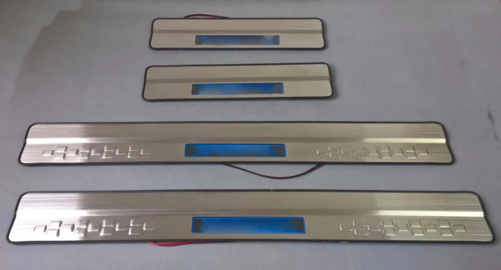 Нержавеющая сталь LED синий свет Добро пожаловать педаль порога крышка Накладка
